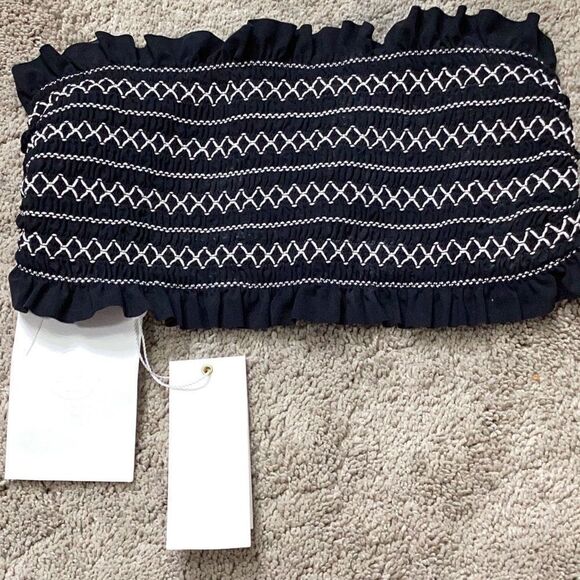 New. Tory Burch black smocked bikini top. Normally $118. XS - Picture 3 of 7